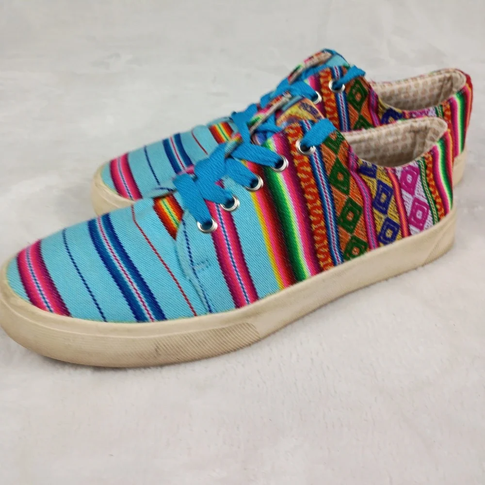 Pacha Mama Sneakers Womens 9 Woven Peruvian Artisan Lace Up Shoes Tribal Western